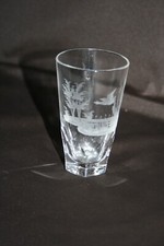 Verre en cristal  gravé - Canard dans la forêt