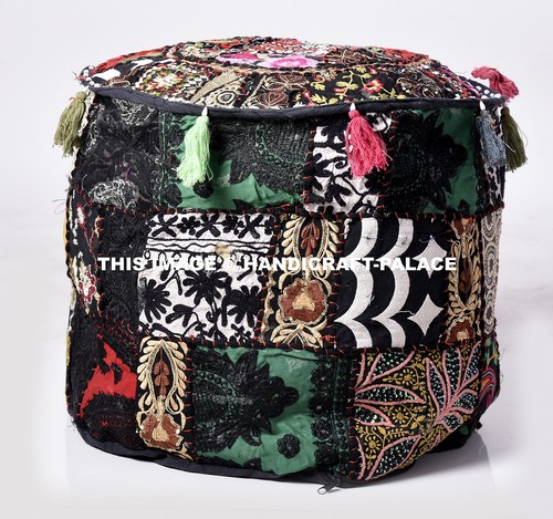 Pouf rond noir ottoman - rond,