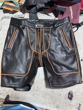 Short cuir noir à - short,