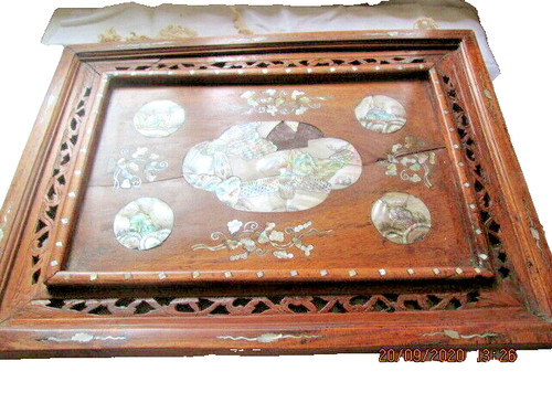 Ancien plateau bois exotique - ancien,