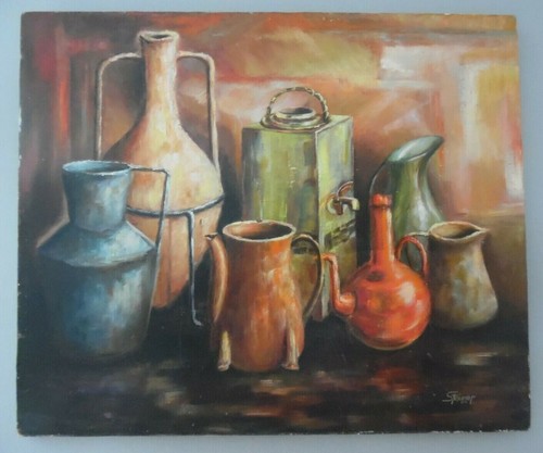 Nature morte huile sur toile - huile,