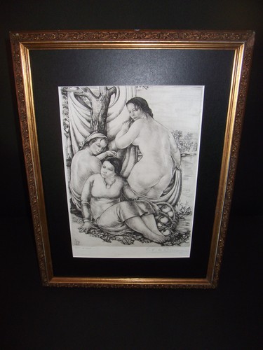Linogravure ancienne signée - linogravure,
