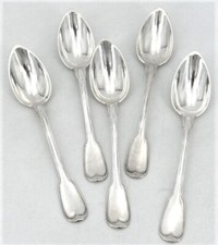 5 cuillères à entremets, dessert 18,2 cm argent massif Vieillard, modèle Filet