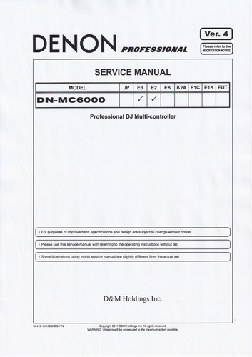 Service manuel instructions - manuel, d'instructions