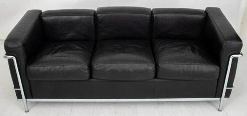 Black leather corbusier lc2 - leather, le