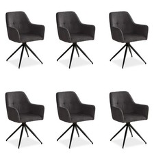 Chaise de Salle à Manger 6 Chaises Velours Gris Fauteuil Pivotante Homestyle4u