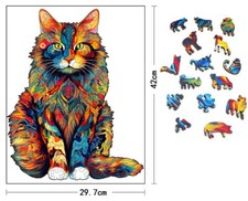 Grand puzzle en bois chat 42cmx30cm piece animaux