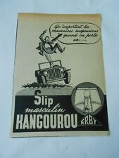 Publicité 1952  Slip masculin Kangourou qu'importe les mauvaises suspensions