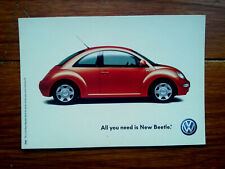 VOLKSWAGEN NEW BEETLE RED COCCINELLE COX  advert pub  carte postale postcard 