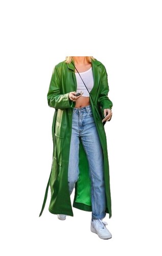 Manteau long cuir - manteau, en
