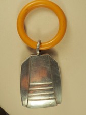 HOCHET ANCIEN ARGENT MASSIF ART DECO ANTIQUE SILVER RATTLE