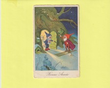CPA LE NAIN A SKI APPORTE DES TREFLES A SON AMI QUI VIT EN MAISON DANS L'ARBRE