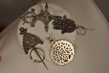 4 BROCHES FIBULE BERBERE ARGENT MASSIF ANTIQUE SILVER ETHNIC BROOCH