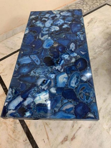 Table basse agate bleue - en,