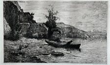 Adolphe Appian Gravure Eau Forte Etching Bord Du Lac Du Bourget Savoie Alpes