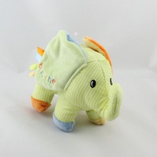 Doudou éléphant vert orange
