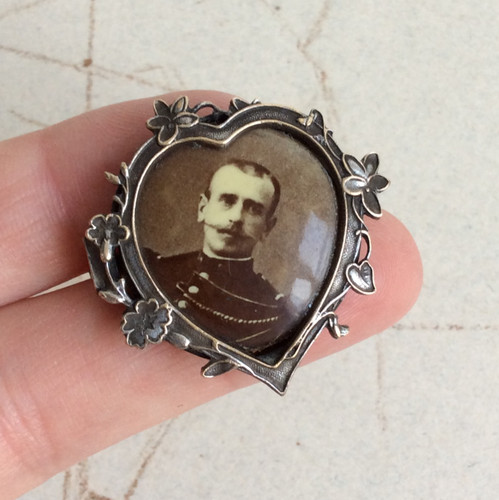 Ancienne broche coeur fleuri - broche,