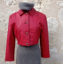 Blouson court vintage  cuir rouge pour femme Thore Canyon Taille 2 petite veste