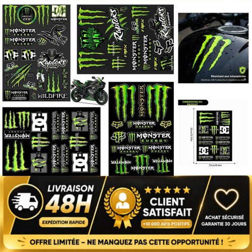 Autocollants moto monster - autocollants,