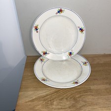 Lot 2 Assiettes Plates Faïence Décor Fleurs Colorées Vintage Gien Modèle Nice