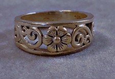 Ancienne bague fleurs argent bijou flower silver ring bague argent massif T55