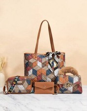 4X Sac Femme Marron Simili Cuir Fourre Tout - Ensemble De 4 Pièces Sac Soirée