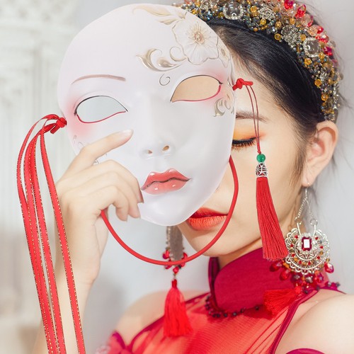 Masque chinoise plastique - chinoise, en