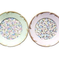 2 Assiettes décoratives en Porcelaine Langenthal Suisse Peinte à la main 25 cm