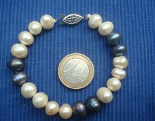 B33 Bracelet Perle Culture Baroque Blanche & Noire Tahiti? Lot Bijou