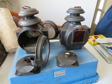 2 vielle lampe phare pétrole huile Fiacre charrette diligence no carbure bougie