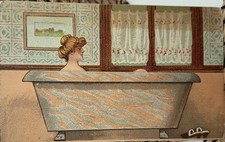 Carte à système pub Adolfo Gross Málaga Quina ~1905 chromo fantaisie