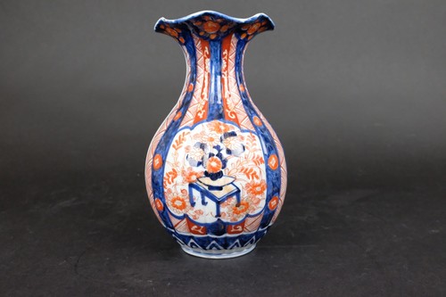 Vase côtelé japonais imari - côtelé,