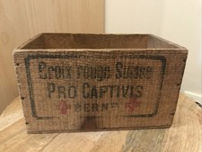 Ancienne Boîte Bois Croix Rouge Suisse Pro Captivis Berne Ww1 Prisonnier Guerre