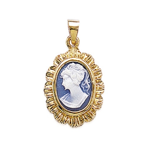 Pendentif camée bleu - pendentif, en