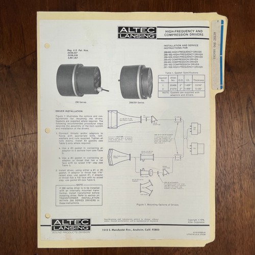 Vintage altec 290 high freq - 290,