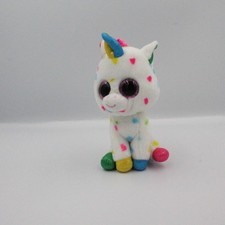 Peluche licorne blanc vert bleu rose pois Gros yeux brillant TY Harmonie  - 2462