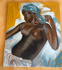 Tableau Huile sur toile portrait nu jeune femme XXéme