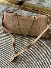 Fashion! PETIT SAC PEAU REPTILE BEIGE ROSE EPAULE/MAIN/POCHETTE NEUF