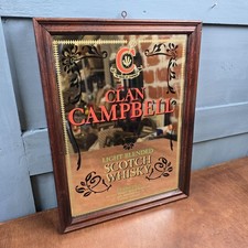 Miroir publicitaire vintage Clan Campbell – Scotch Whisky – Années 70 bistro bar
