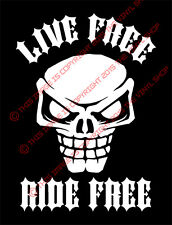 x1 Autocollant décalcomanie crâne "LIVE FREE RIDE FREE" S'ADAPTERA À TOUTES les motos