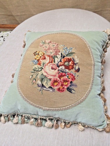 Antique petit point floral - antique,