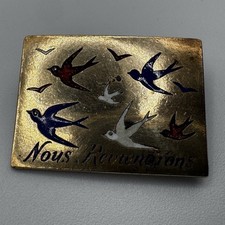 Broche Ancienne « Les Hirondelles » - Bronze Emaillé