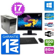 PC Tour Dell 7010 Ecran 27" Intel i7-2600 RAM 8Go Disque 500Go Windows 10 Wifi