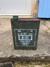 Ancien Bidon d'Huile MILITAIRE SEA ancien garage Vintage  2 litres 10/1975