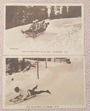 2 CPA SPORTS D'HIVER, Bobsleigh, en Toboggan..