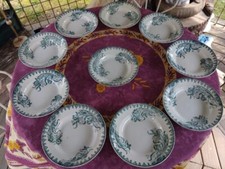 10 Assiettes Creuses Terre de Fer Société Amandinoise Modèle Iris Vert 23,5cm