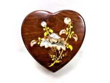 Petite boite à bijoux en bois et nacre " Coeur de Fleurs "
