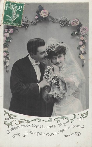 Couple maries elegants sous - cp,