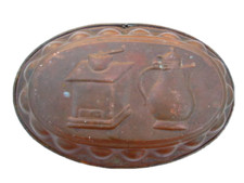 Moule à gâteau cuivre étamé décor moulin a café cafetiere