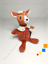 Peluche/Doudou Mélimélos Biche Rose Blanc Nez Coeur Fleurs 25cm - Les Déglingos